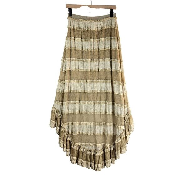 A'Reve Boho Skirt Hi-Lo M Cream Gold Tired Lace Tulle Festival Party Whimsygoth - Picture 11 of 13